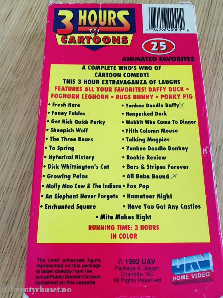 3 Hours Of Cartoons. Vol. 1. Vhs Slipcase.