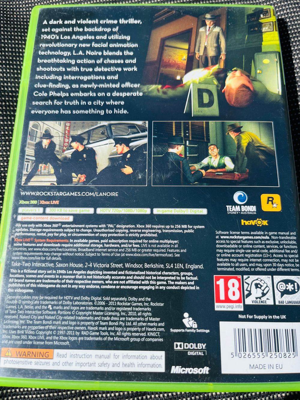 L. A. Noire Xbox 360.