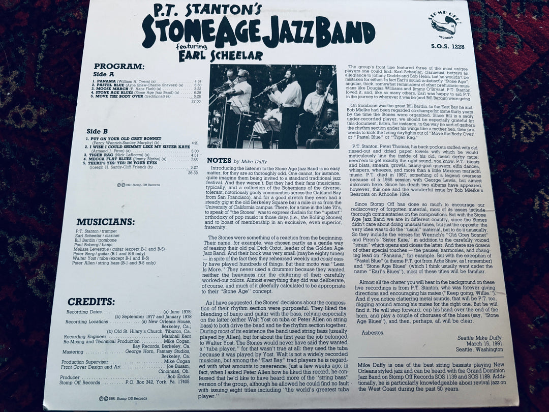 P.T. Stanton's Stone Age Jazz Band - Featuring Earl Scheelar. LP.