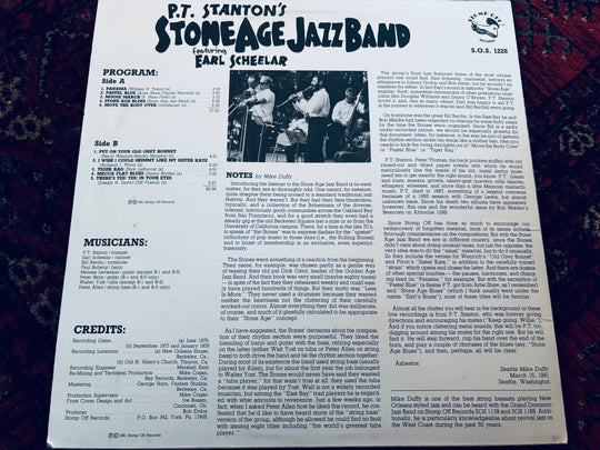 P.T. Stanton's Stone Age Jazz Band - Featuring Earl Scheelar. LP.