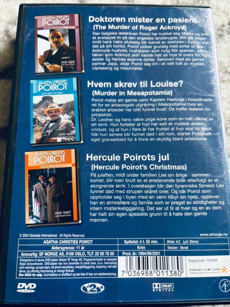 Agatha Christie's Poirot 3-disc versjon (Blå). DVD samleboks.
