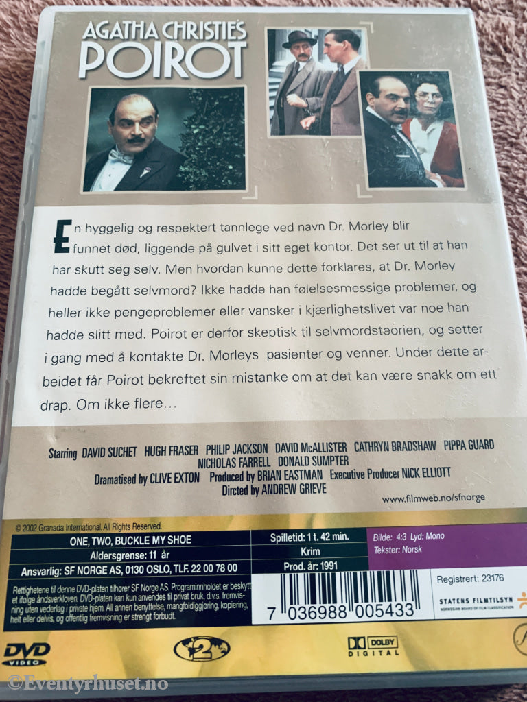 Agatha Christie's Poirot: Siste time hos tannlegen (1996). DVD.