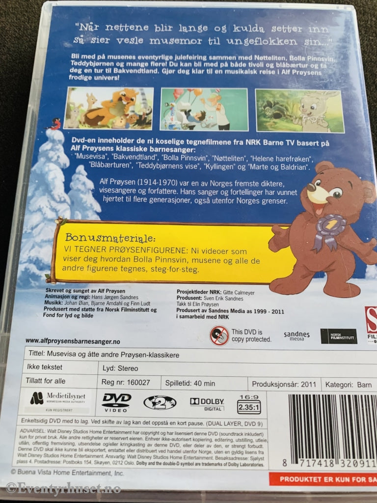 Alf Prøysen. Musevisa Og Åtte Andre Prøysenklassikere. Dvd (Nrk).