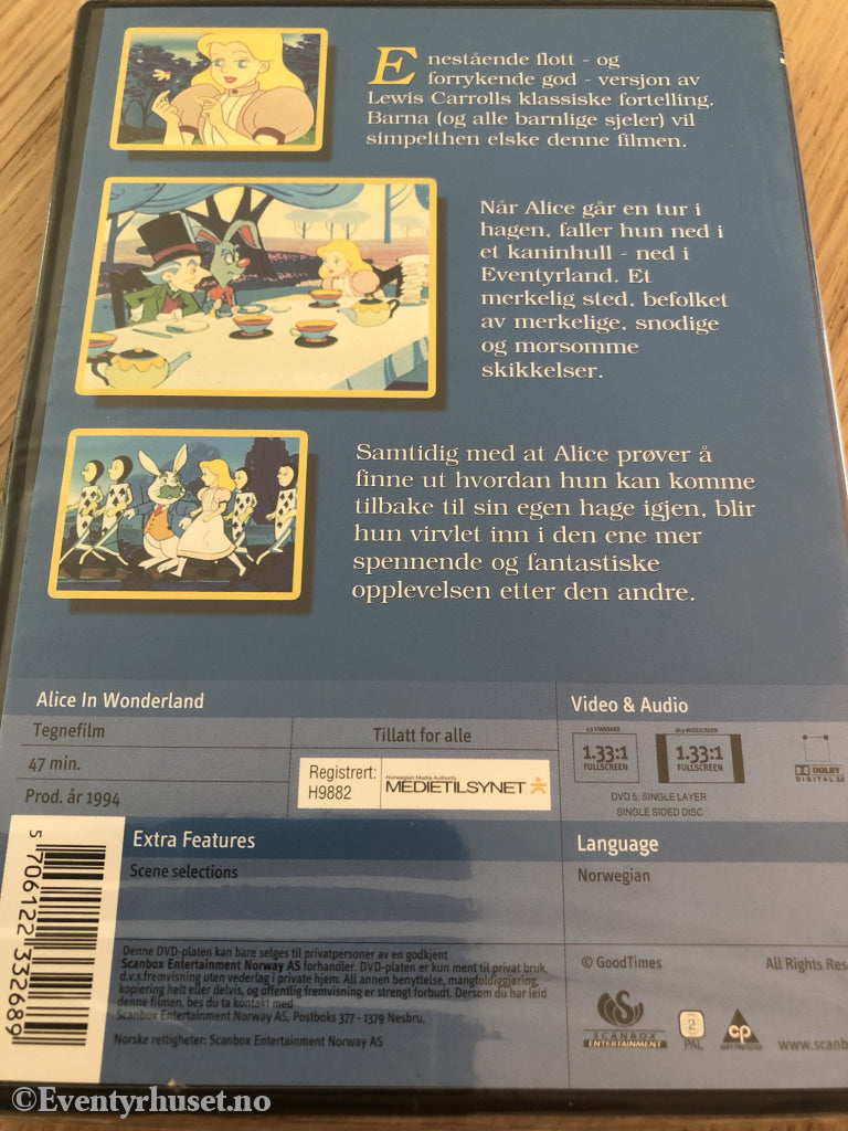Alice I Eventyrland. 1994. Dvd. Ny Plast! Dvd