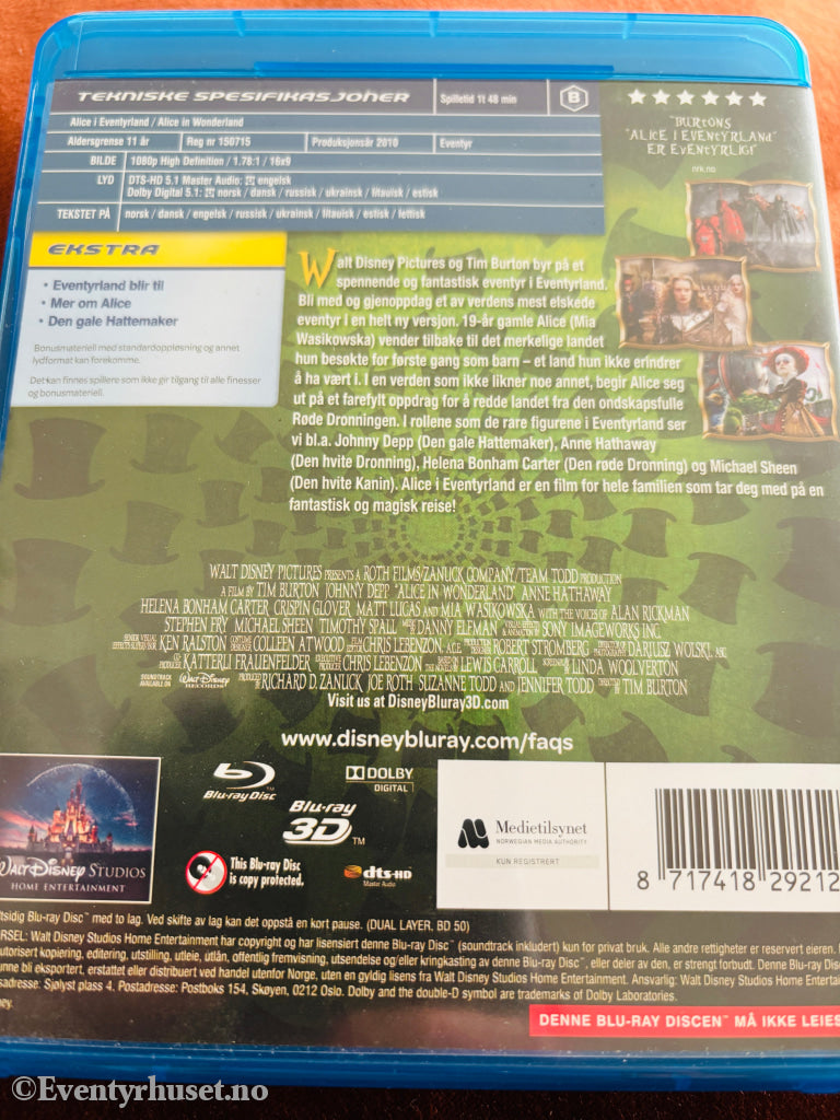 Alice in Wonderland 3D. Blu-ray Disc.