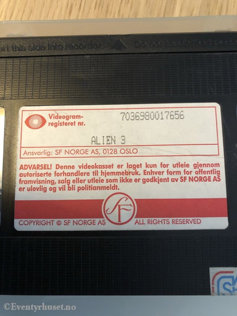 Alien 3. 1992. Vhs. Vhs