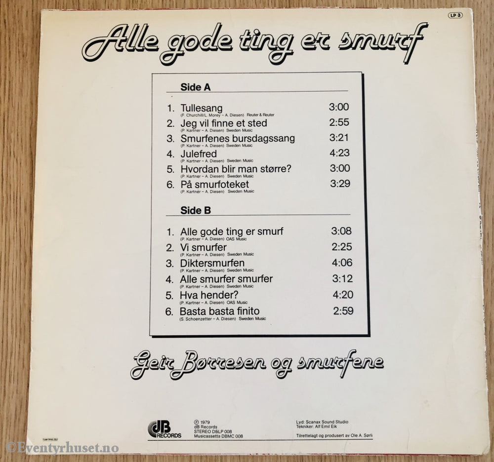 Alle Gode Ting Er Smurf. 1979. Geir Børresen Og Smurfene. Lp. Lp Plate
