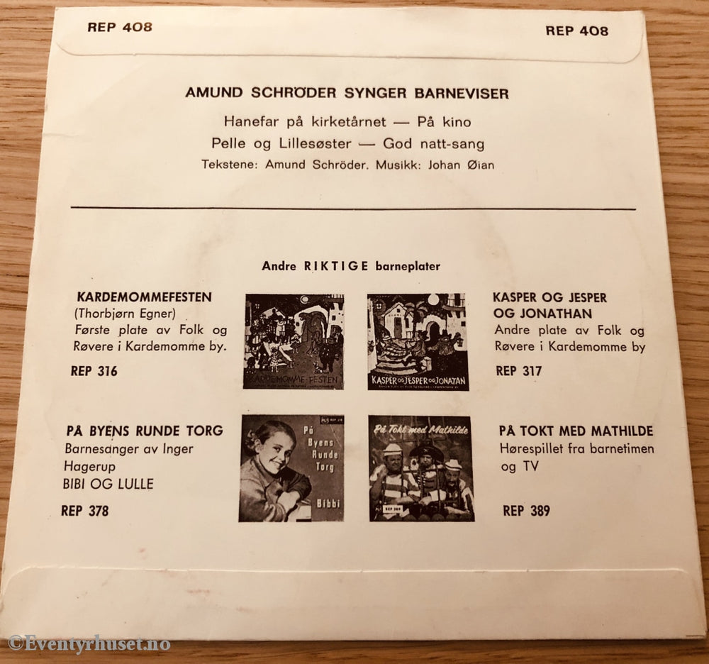 Amund Schröder Synger Barneviser. 1965. Ep-Singel. Ep