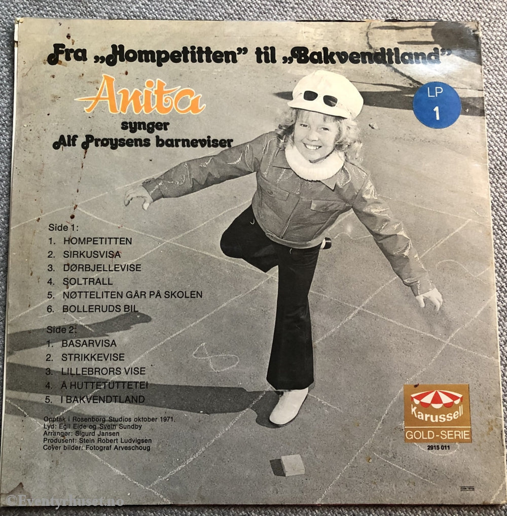 Anita Synger Alf Prøysens Barneviser. 1971. Lp. Lp Plate