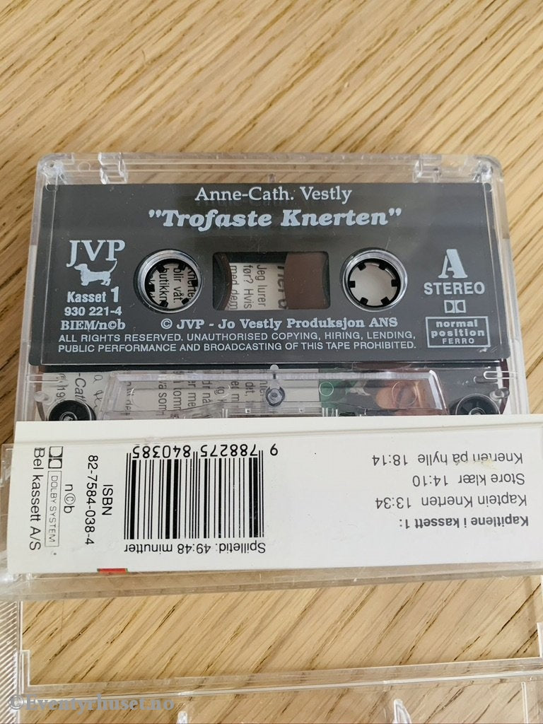 Anne Cath. Vestly. 1993. Trofaste Knerten 1. Kassett (Blank). Kassettbok