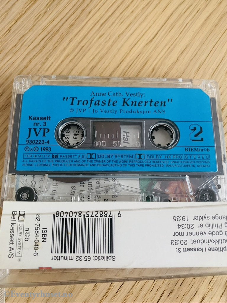 Anne Cath. Vestly. 1993. Trofaste Knerten 3. Kassett (Blå Blank). Kassettbok