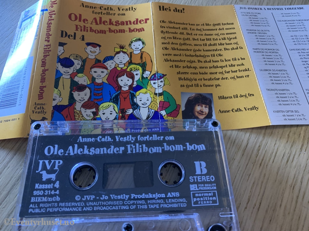 Anne-Cath Vestly. Ole Aleksander Filibom-Bom-Bom. Del 4. Kassett. Kassettbok