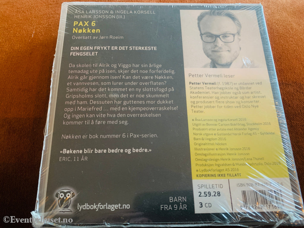 Åsa Larsson, Ingela Korsell og Henrik Jonsson. PAX 6: Nøkken. 2015. Lydbok på CD. Ny i plast!