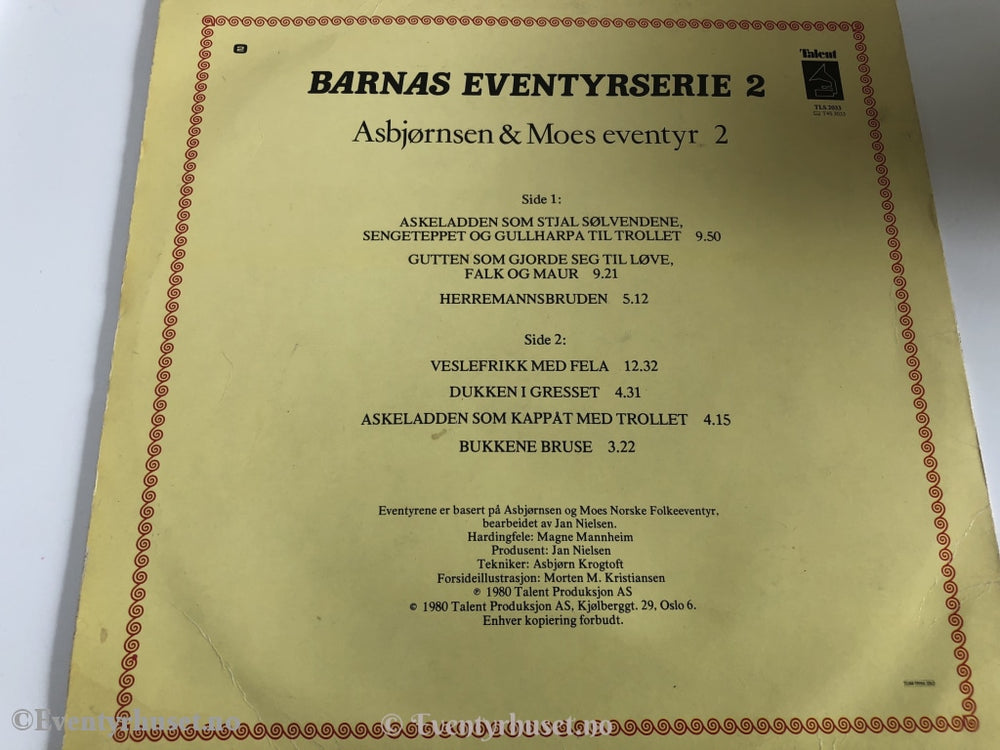 Asbjørnsen & Moe. 1980. Barnas Eventyrserie 2. Fortalt Av Rolf Just Nilsen. Lp. Lp Plate