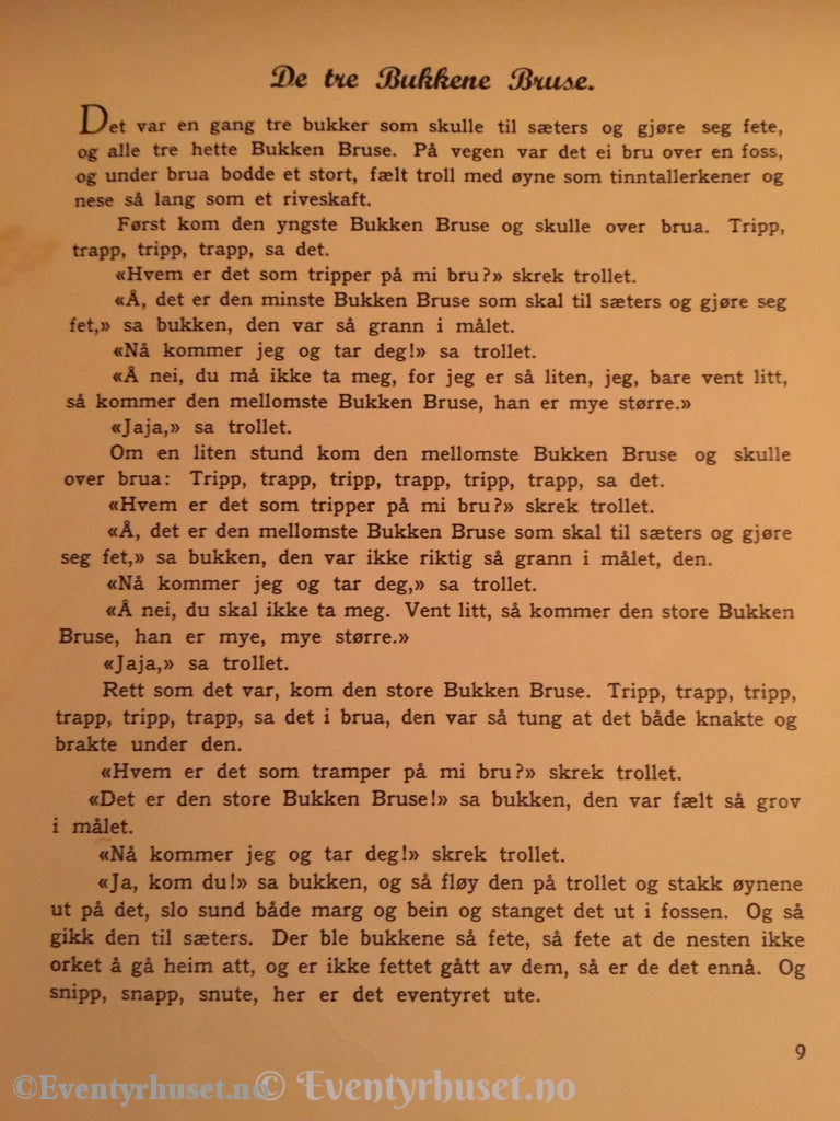 Asbjørnsen Og Moe. 1950. Eventyr For Barn. Eventyrbok