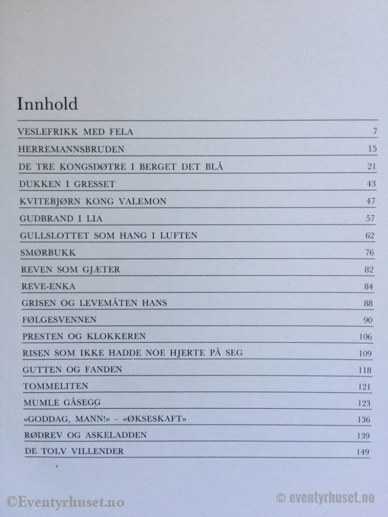 Asbjørnsen Og Moe. 1979. Veslefrikk Med Fela Andre Eventyr. Eventyrbok