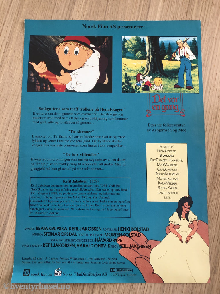 Asbjørnsen Og Moe. Det Var En Gang. Vaskeseddel. Vaskeseddel/brosjyre