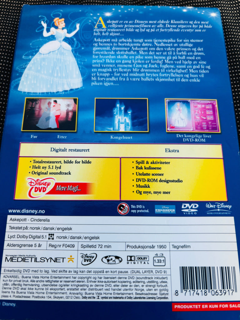 Askepott – Spesialutgave. DVD slipcase.
