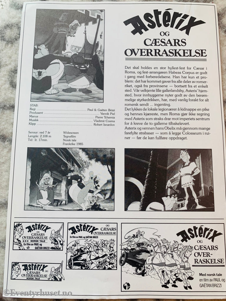 Asterix Og Cæsars Overraskelse. Vaskeseddel. Vaskeseddel/Brosjyre