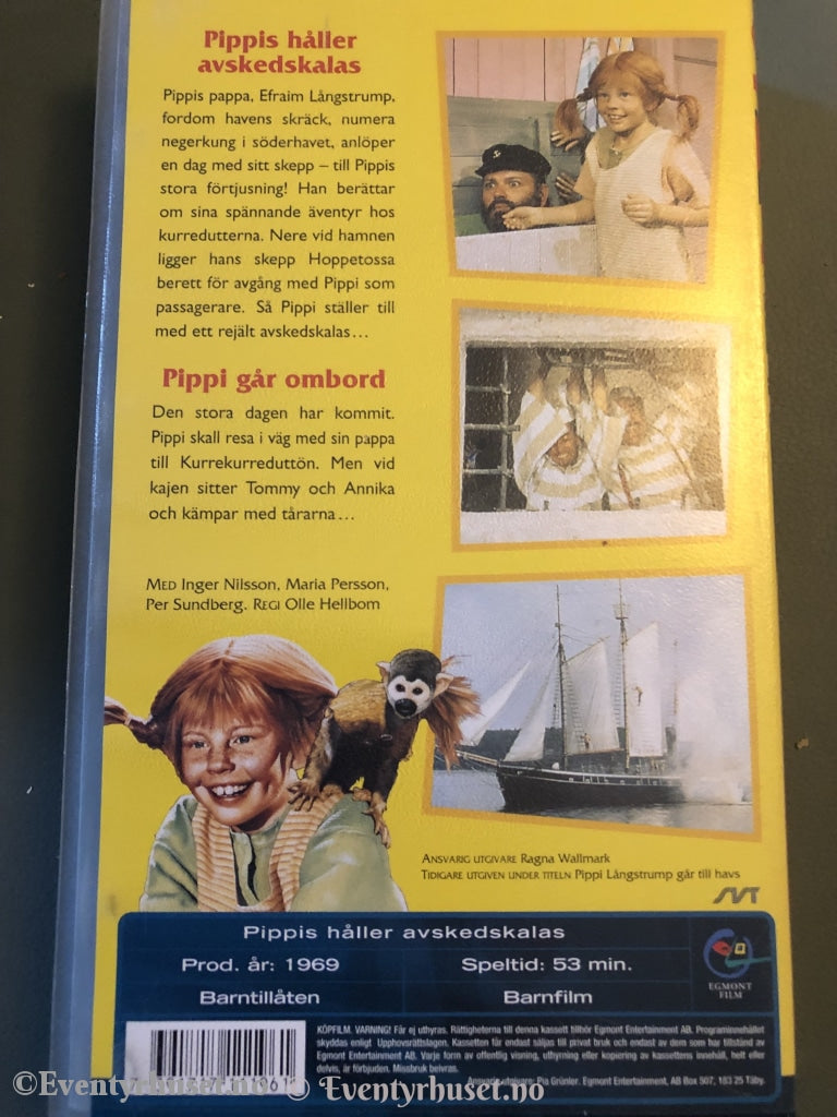 Astrid Lindgren. 1969. Pippi Går Ombord. Holder Avskjedskalas. Vhs. Vhs