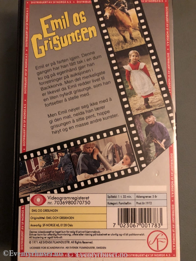 Astrid Lindgren. 1972. Emil Og Grisungen. Vhs. Vhs