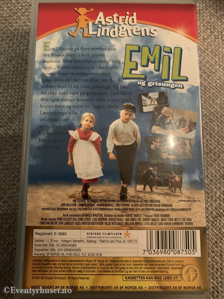 Astrid Lindgren. 1972. Emil Og Grisungen. Vhs. Vhs