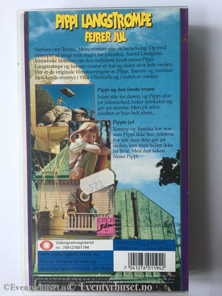 Astrid Lindgren. 1972. Pippi Langstrømpe Feirer Jul. Vhs. Vhs