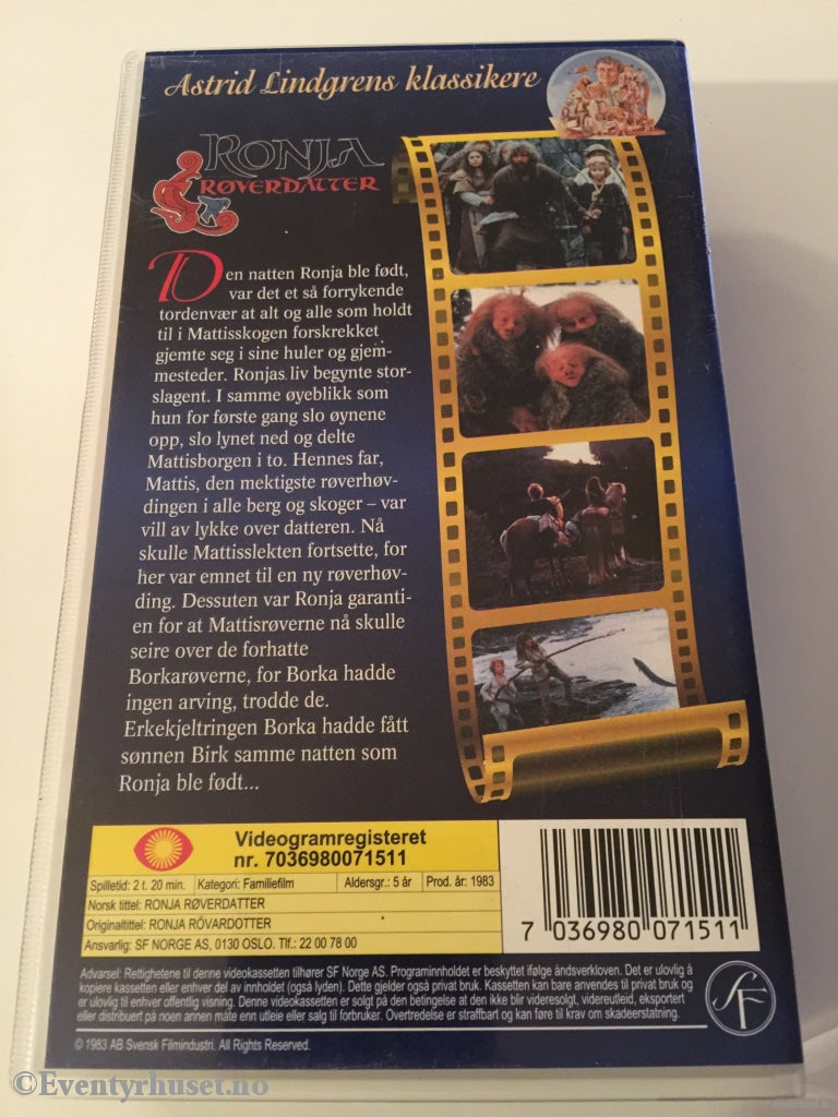 Astrid Lindgren. 1983. Ronja Røverdatter. Lindgrens Klassikere. Vhs. Vhs