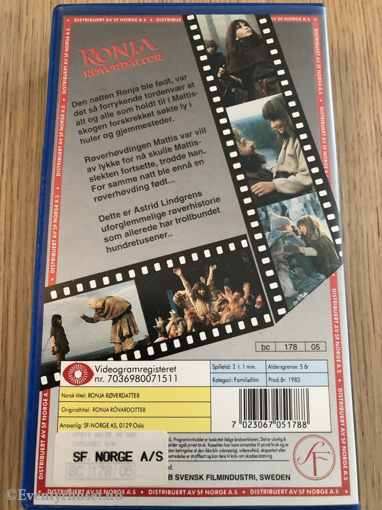 Astrid Lindgren. 1983. Ronja Røverdatter. Vhs. Vhs