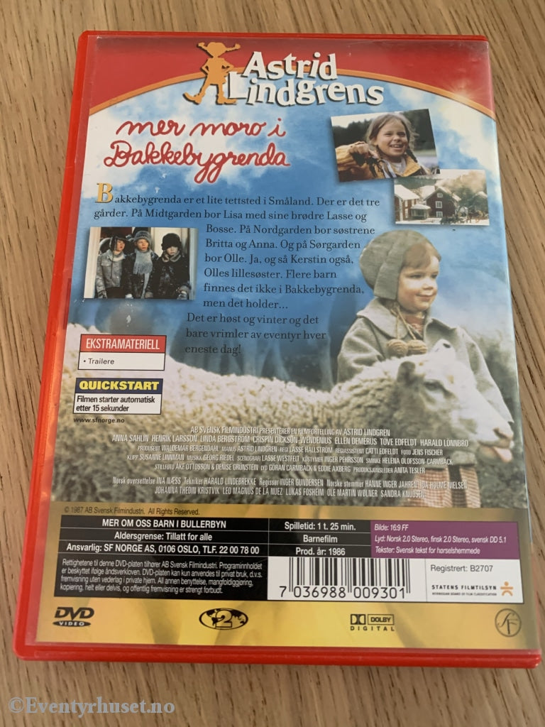 Astrid Lindgren. 1986. Mer Moro I Bakkebygrenda. Dvd. Dvd