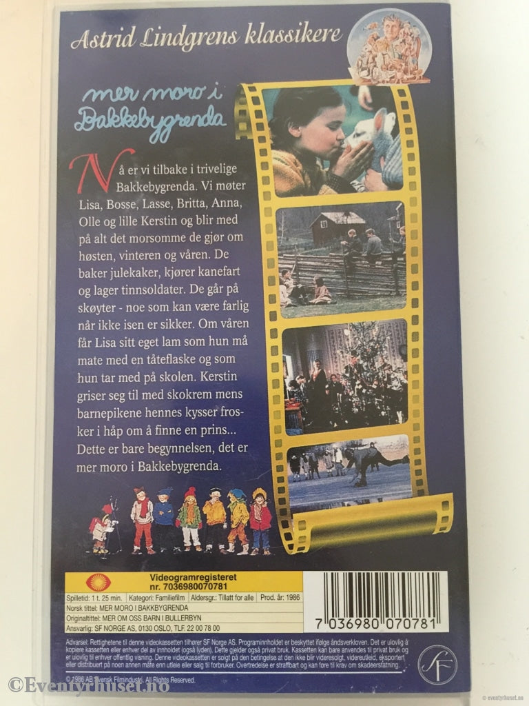Astrid Lindgren. 1986. Mer Moro I Bakkebygrenda. Lindgrens Klassikere. Vhs. Vhs