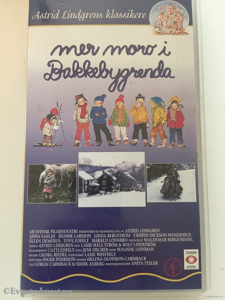 Astrid Lindgren. 1986. Mer Moro I Bakkebygrenda. Lindgrens Klassikere. Vhs. Vhs