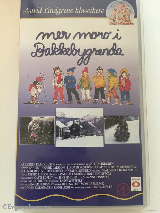 Astrid Lindgren. 1986. Mer Moro I Bakkebygrenda. Lindgrens Klassikere. Vhs. Vhs