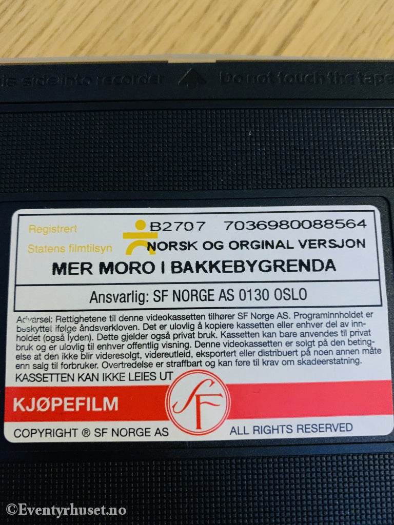 Astrid Lindgren. 1986. Mer Moro I Bakkebygrenda. Vhs Ny Plast!