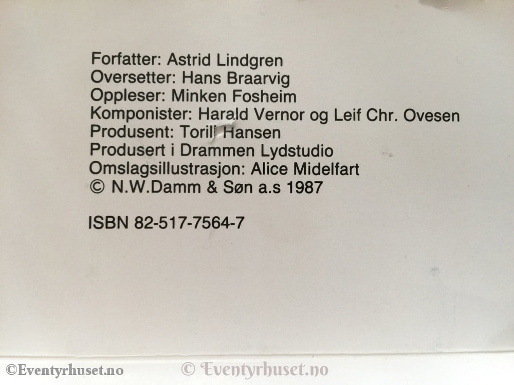 Astrid Lindgren. 1987. Pippi På Skolen. Kassett. Kassettbok