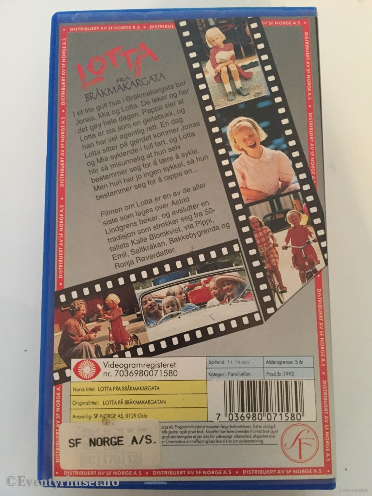 Astrid Lindgren. 1992. Lotta Fra Bråkmakargata. Vhs. Vhs