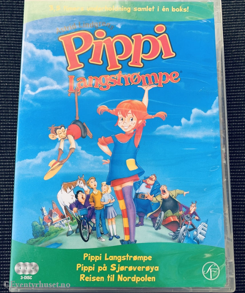Astrid Lindgren. 1997. Pippi Langstrømpe / På Sjørøverøya Reisen Til Nordpolen. Dvd Samleboks.