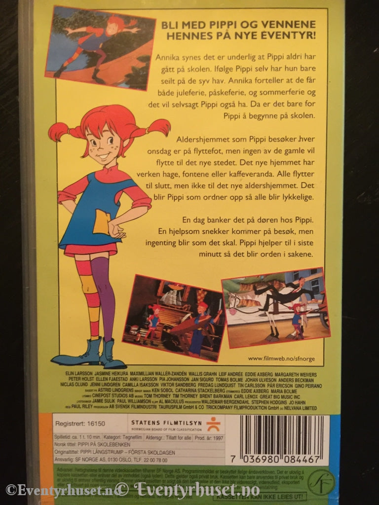 Astrid Lindgren. 1997. Pippi Langstrømpe - På Skolebenken. Vhs. Vhs