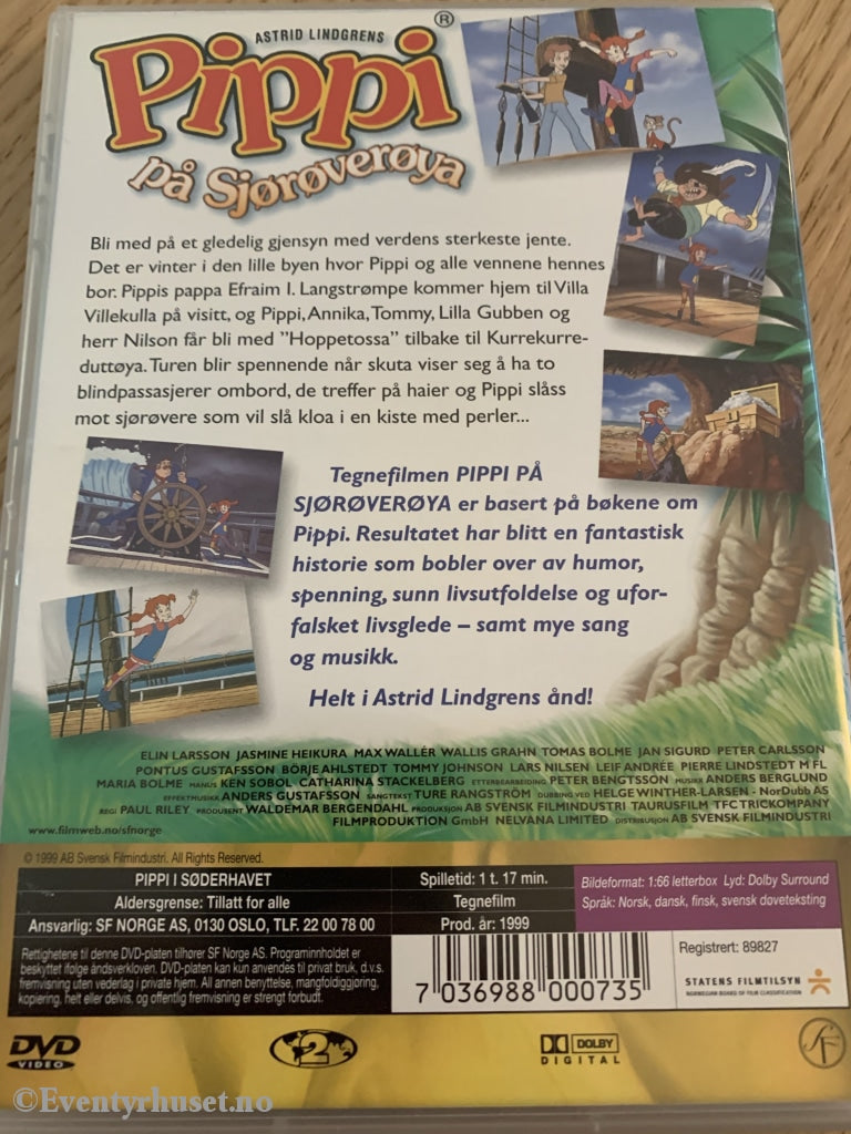 Astrid Lindgren. 1999. Pippi På Sjørøverøya. Dvd. Dvd