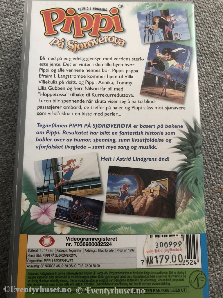 Astrid Lindgren. Pippi På Sjørøverøya. Vhs. Vhs