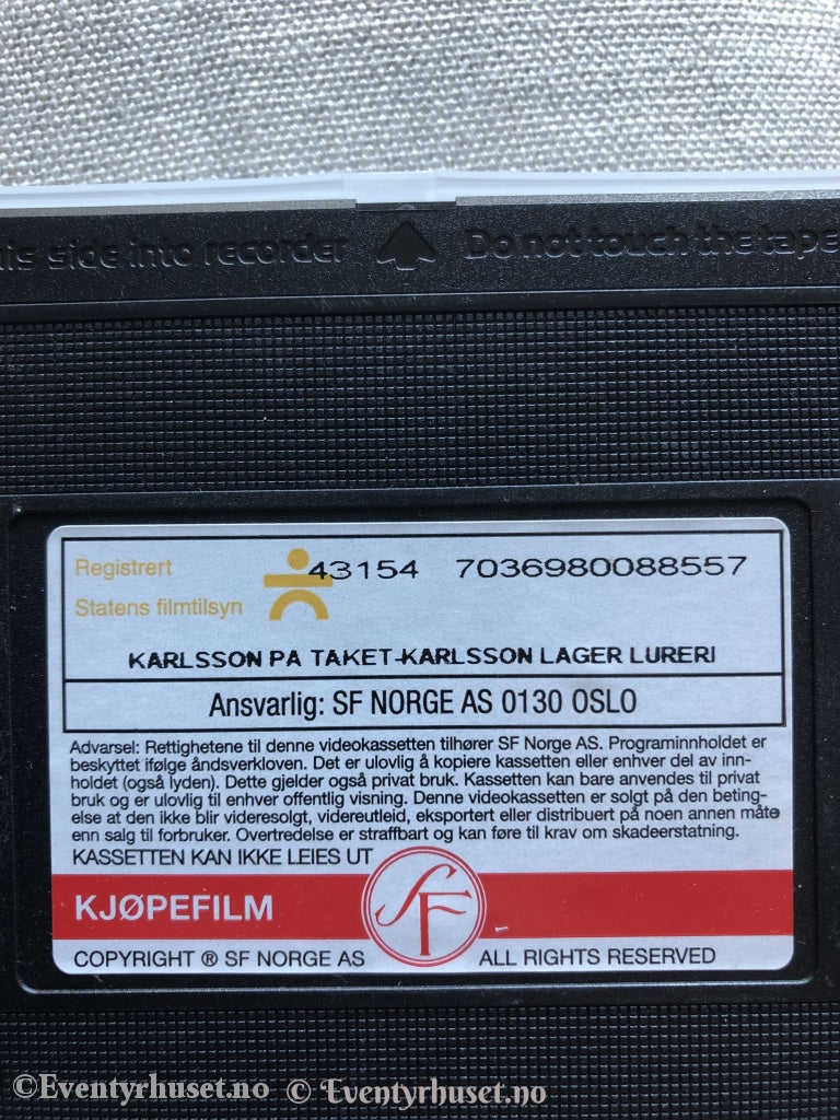 Astrid Lindgren. 2002. Karlsson Lager Lureri. Vhs. Vhs