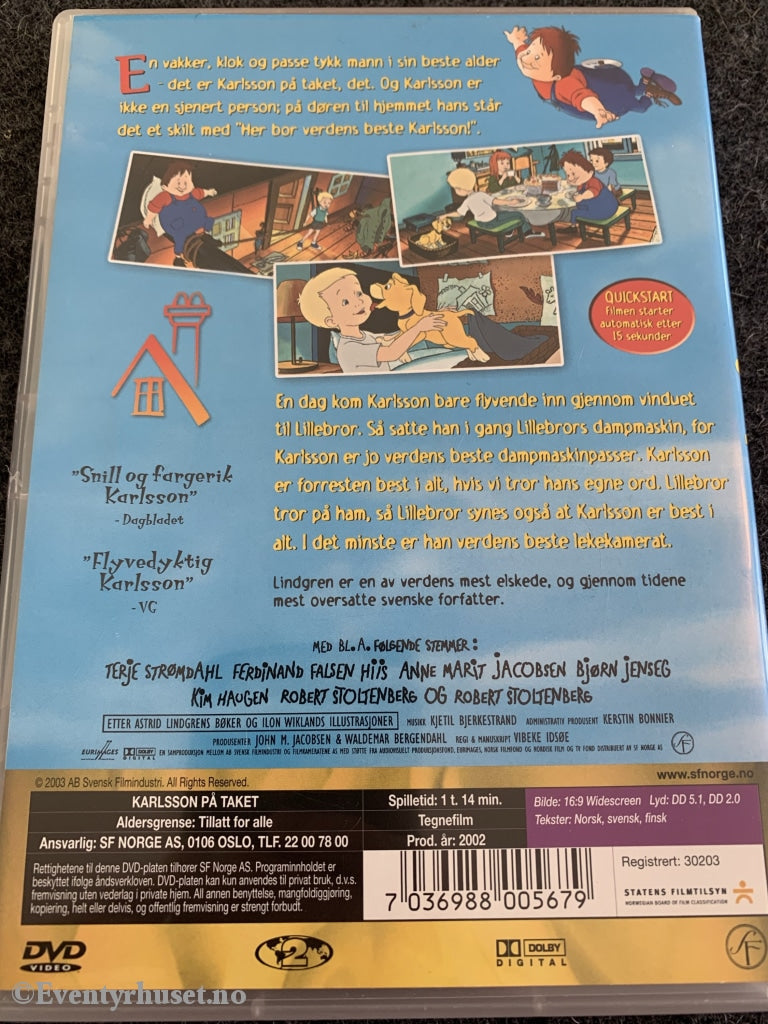 Astrid Lindgren. 2002. Karlsson På Taket. Dvd. Dvd