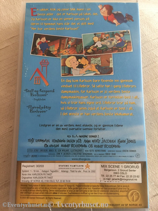 Astrid Lindgren. 2002. Karlsson På Taket. Vhs. Vhs