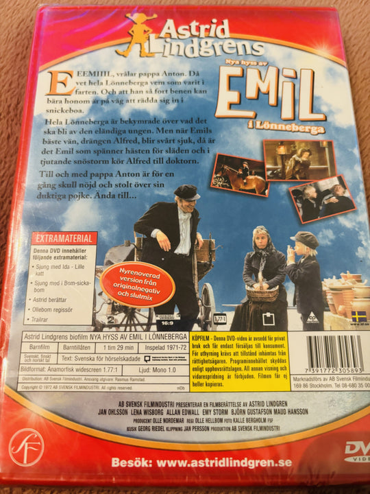 Astrid Lindgren. Nya hyss av Emil i Lönneberga. DVD. Ny i plast!