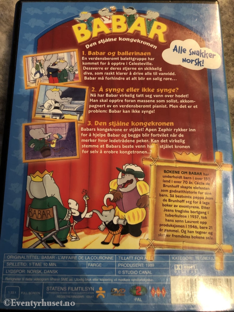 Babar. 1989. Den Stjålne Kongekronen. Dvd. Dvd