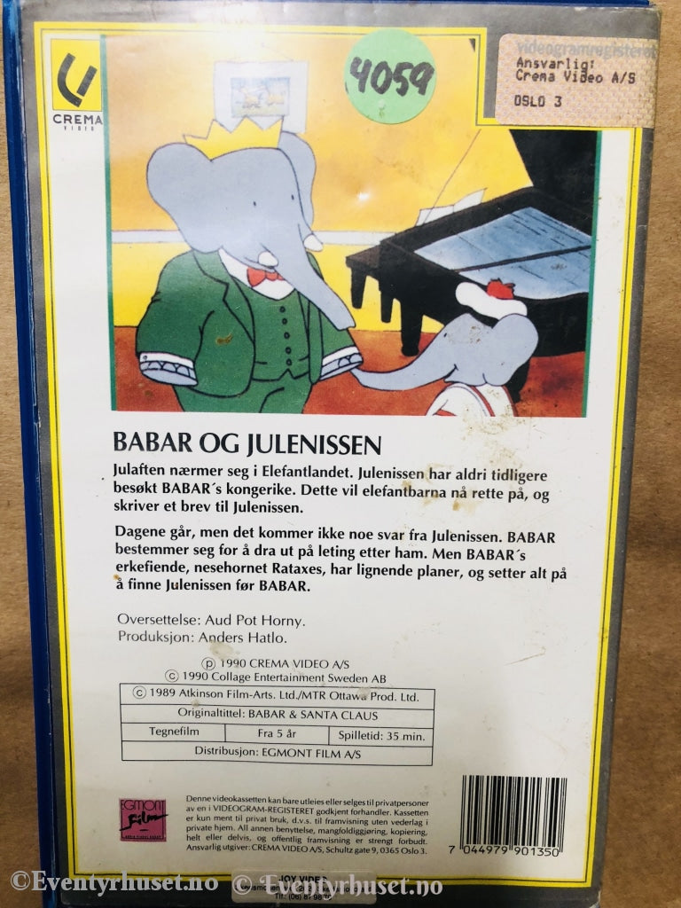 Babar Og Julenissen. 1989. Vhs Big Box.