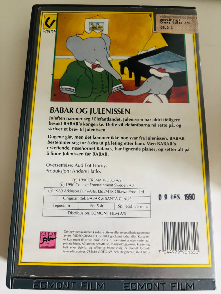 Babar og julenissen. 1989. VHS Big Box. VHS Big Box