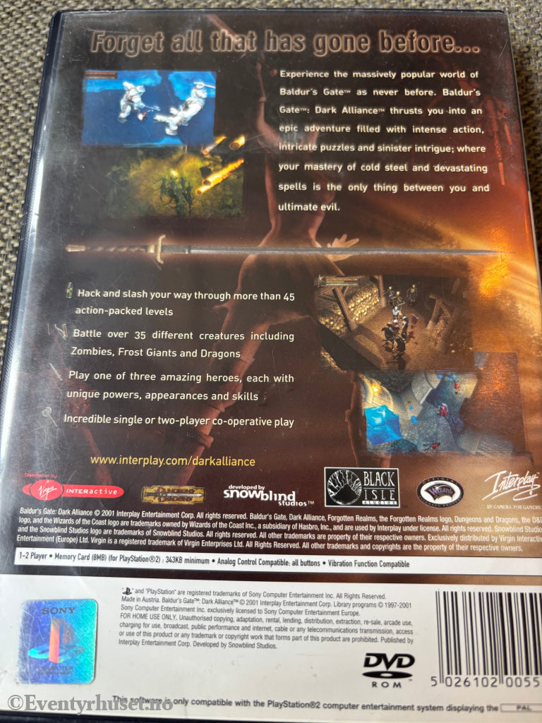 Baldur's Gate: Dark Alliance. PS2.
