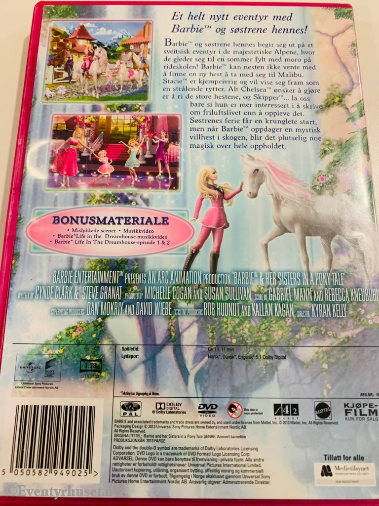 Barbie Og Søstrene Hennes I Et Ponnieventyr. Dvd. Dvd