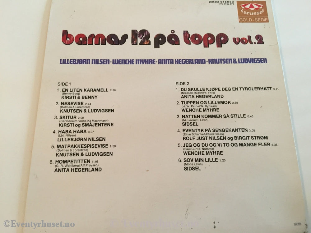 Barnas 12 På Topp Vol. 2. 1974. Lp. Lp Plate